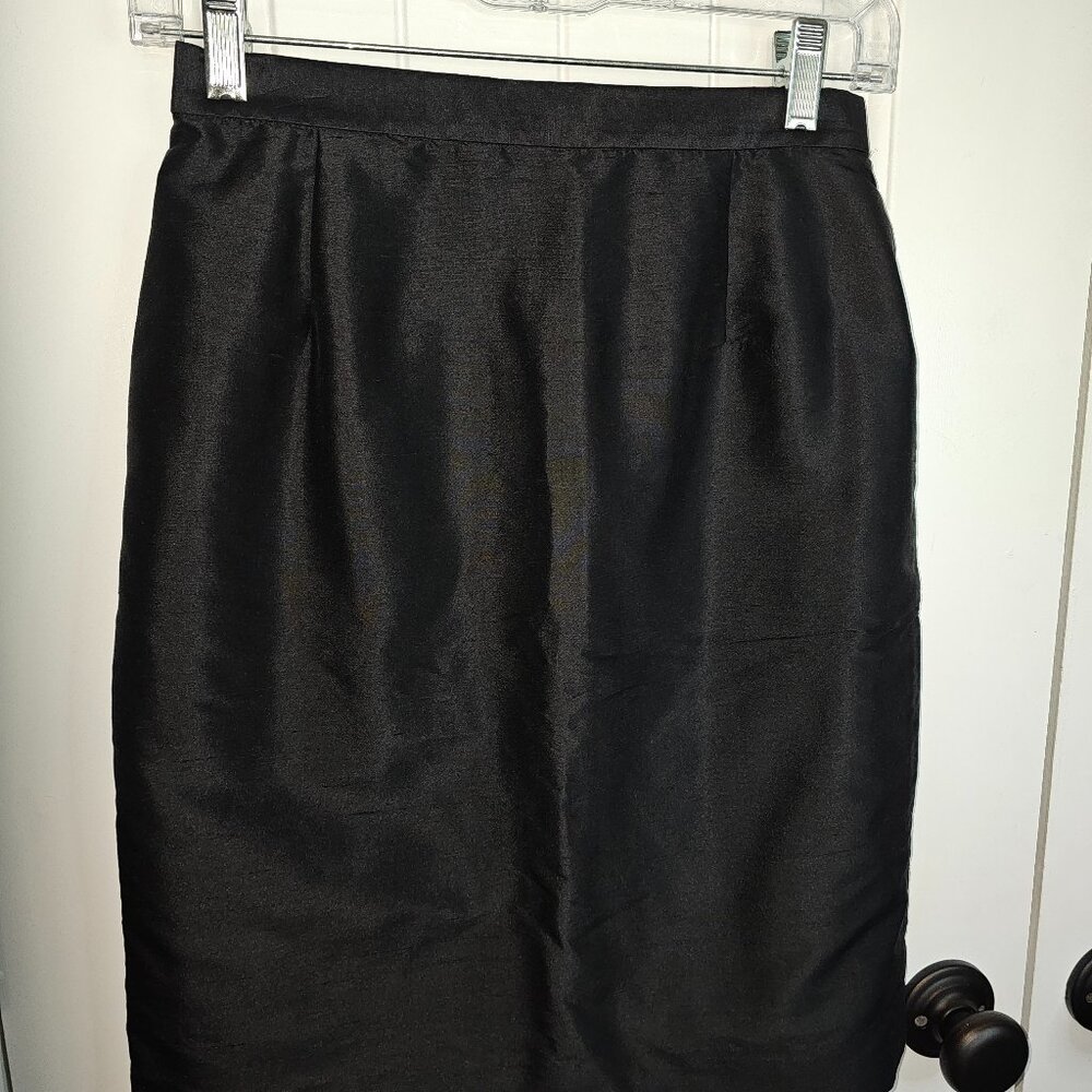 Talbots Petite Silk Pencil Black Skirt SZ 6P